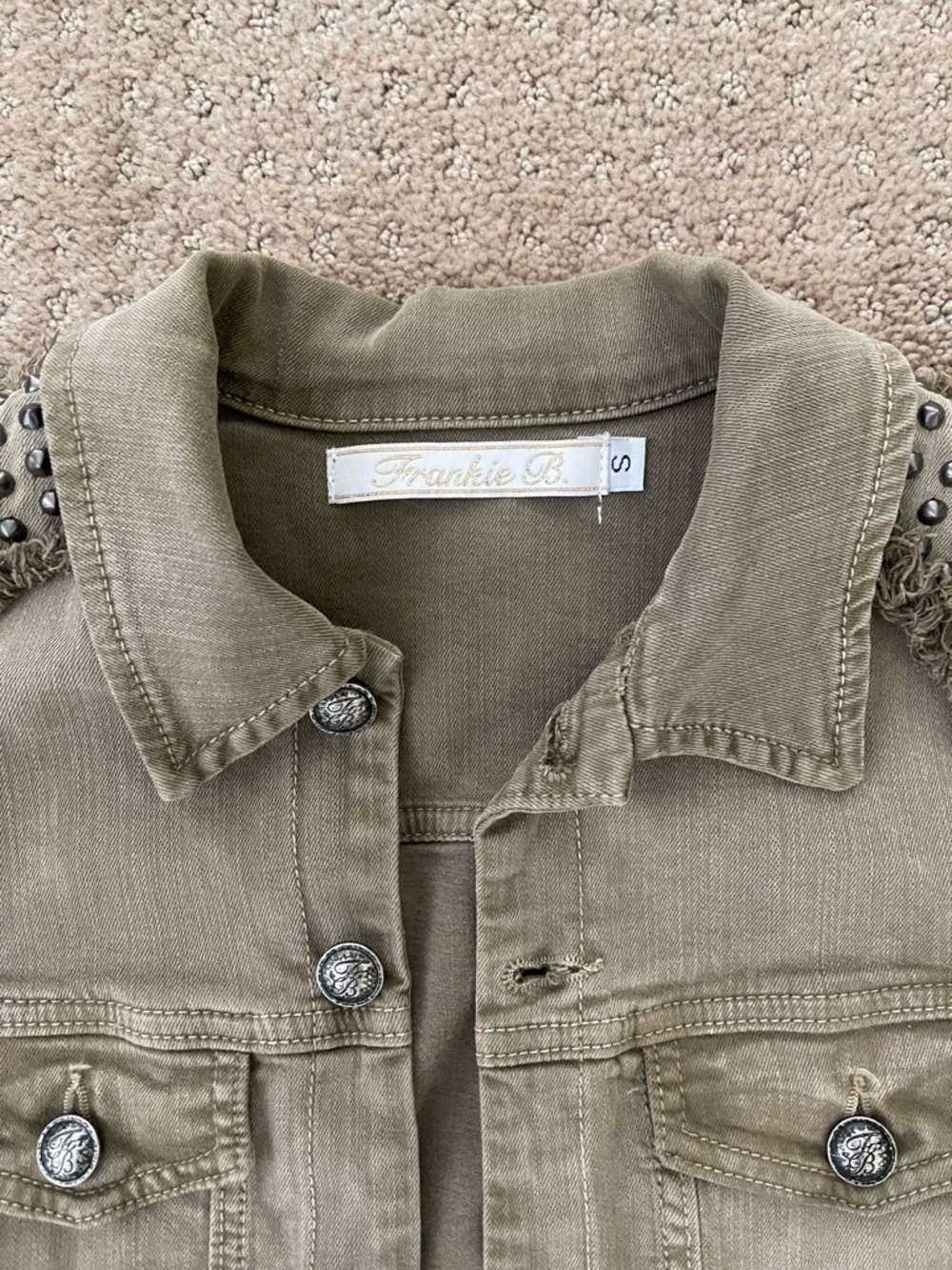 Frankie B. Stretch denim jacket with studs - Picture 3 of 7